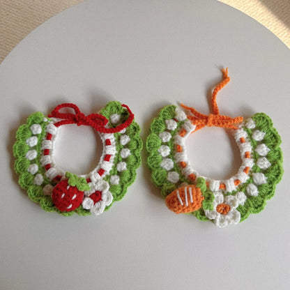 Mokka - Flower & Carrot Crochet Cat Collar
