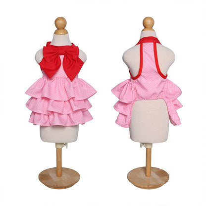 Ozzie - Polka Dot Bow Ruffle Dog and Cat Dress