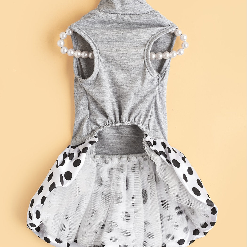 Ozzie - Polka Dot Bow Ruffle Hem Dog Dress Outfit