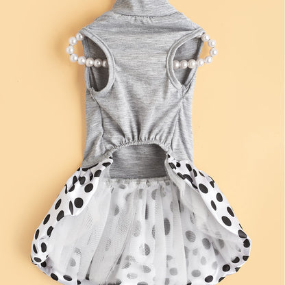 Ozzie - Polka Dot Bow Ruffle Hem Dog Dress Outfit