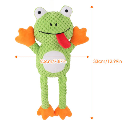 Petkin - Plush Frog Dog Toy with Squeaker