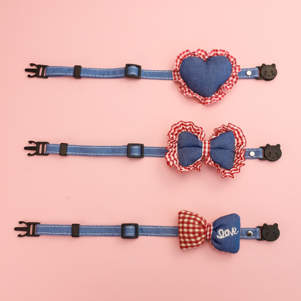 Mokka - Bow and Heart Adjustable Cat Collar