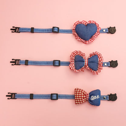 Mokka - Bow and Heart Adjustable Cat Collar