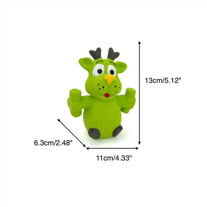 Side view of Petkin funny animal squeaky dog chew toy in vibrant colors