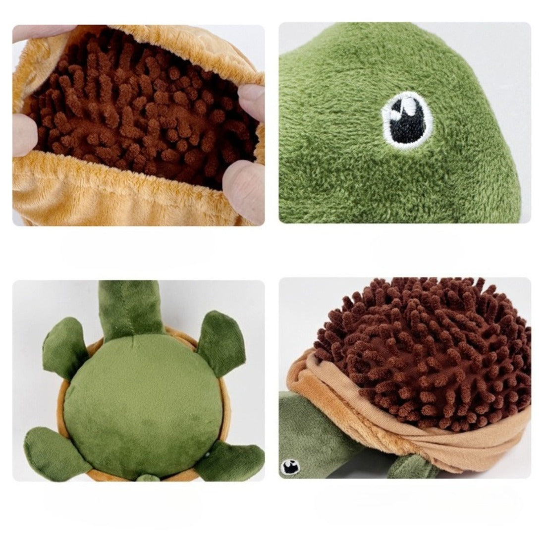 Snuffy snuffle toy displayed on a wooden surface with visible treat pockets
