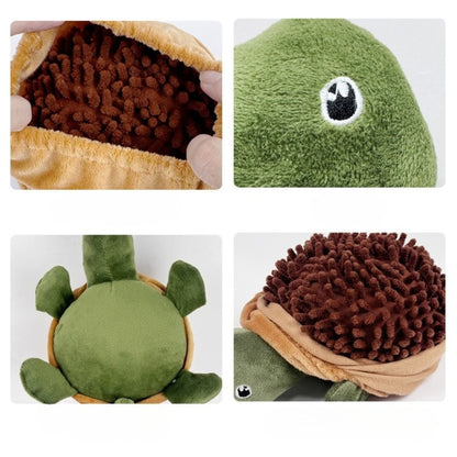 Snuffy snuffle toy displayed on a wooden surface with visible treat pockets
