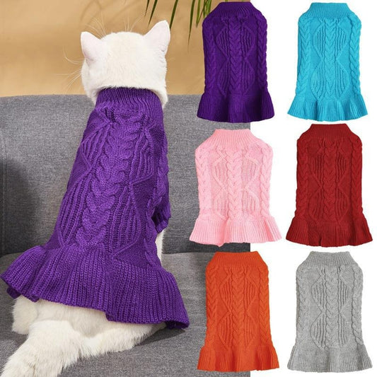 Ozzie - Ruffle Hem Pet Sweater Dress