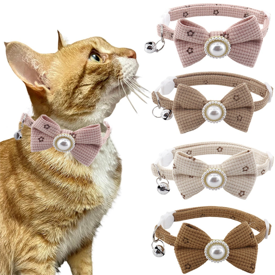 Mokka - Minimalist Bow Flower Pattern Cat Collar