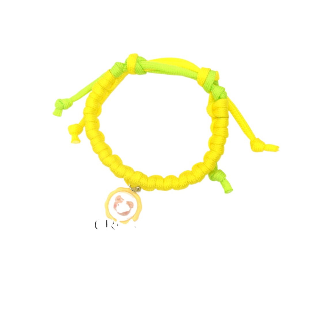 Close-up of metal ring and adjustable buckle on Mokka colourful cord cat collar
