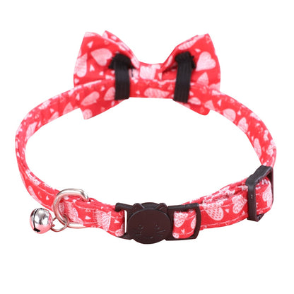Mokka - Heart Print Bow Cat Collar