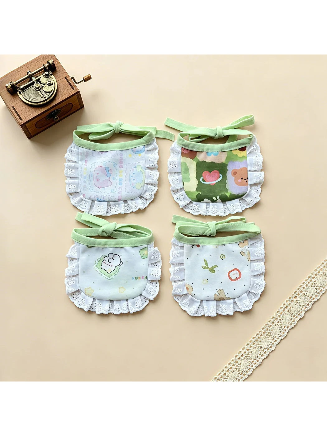 Mokka - Patterned Eyelet-Lace Ruffle Cat Neckwear