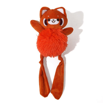 Petkin squeaky plush dog toy shaped like a colorful animal with long legs on white background