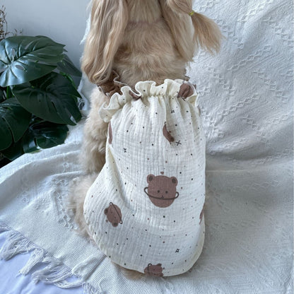 Ozzie - Princess Ruffle Strap Bear Print Pet Dress
