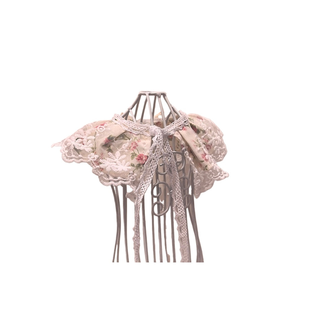Mokka - Vintage Rose Bow Lace Ruffle Pet Collar