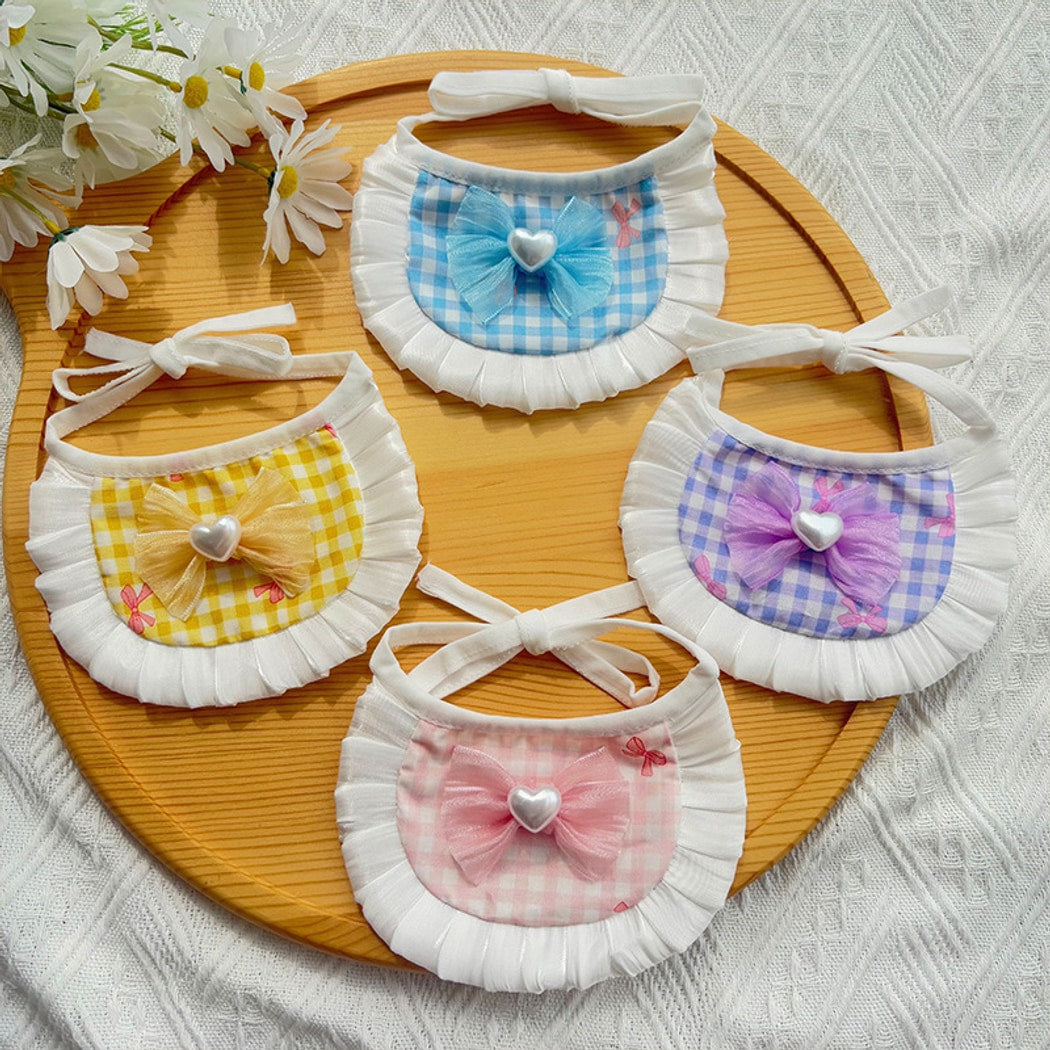 Mokka - Ruffled Tie Strap Cat Bib