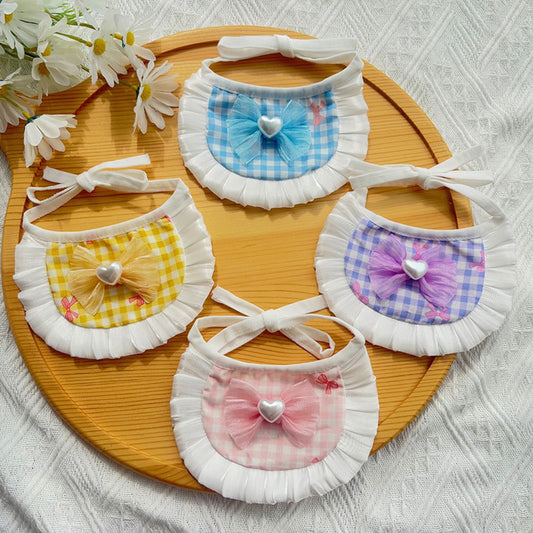 Mokka - Ruffled Tie Strap Cat Bib