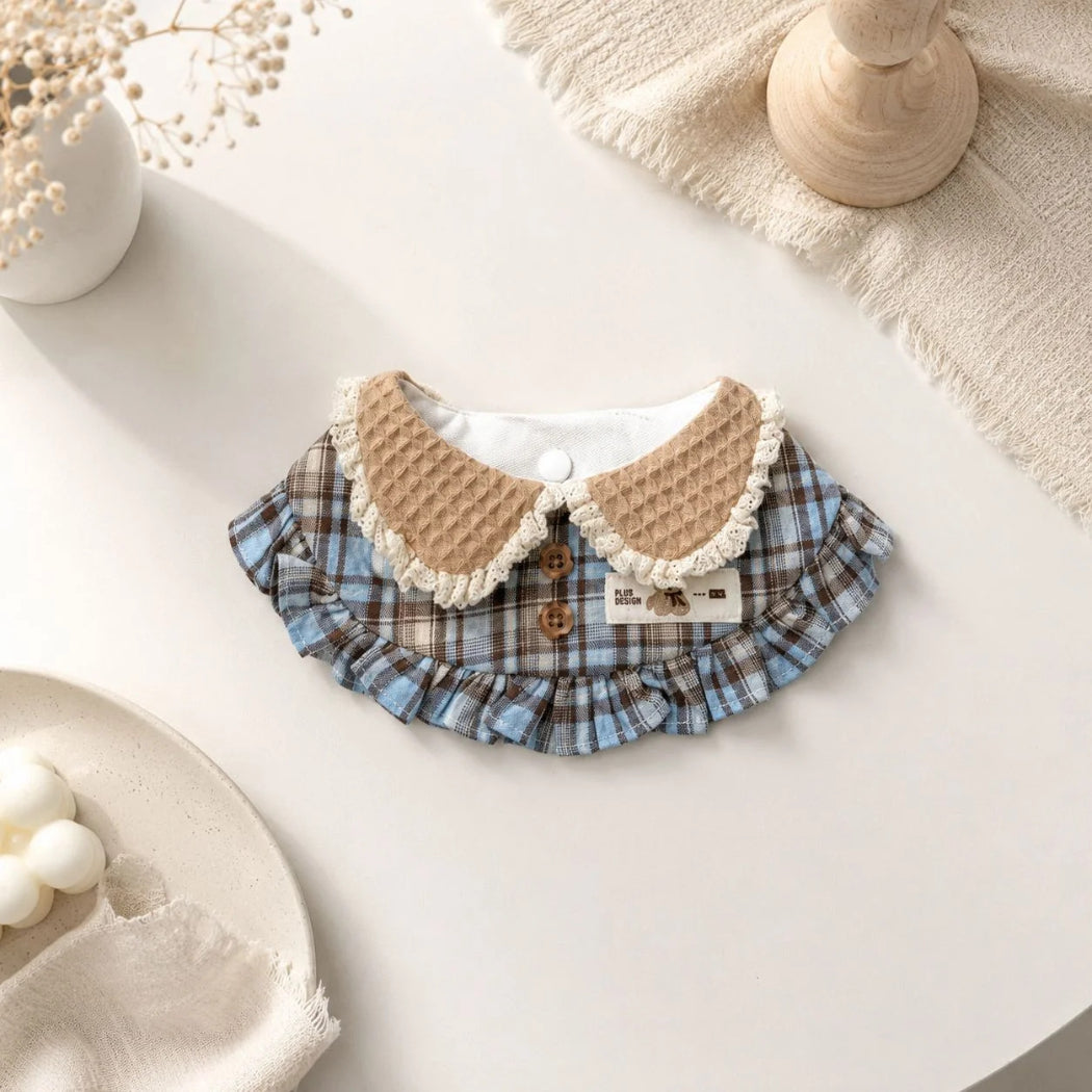 Mokka - Plaid Ruffle Bib Pet Neckwear