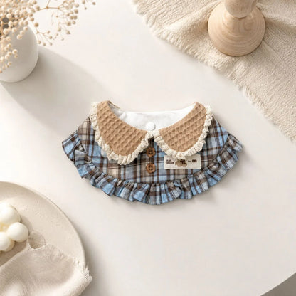 Mokka - Plaid Ruffle Bib Pet Neckwear