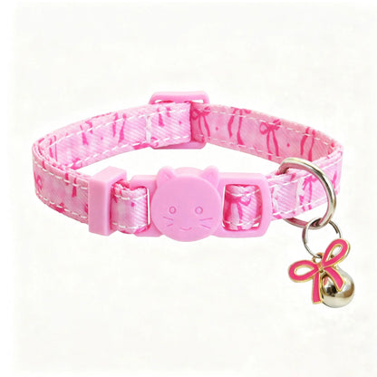 Mokka Pink Bow Cat Collar with Bell