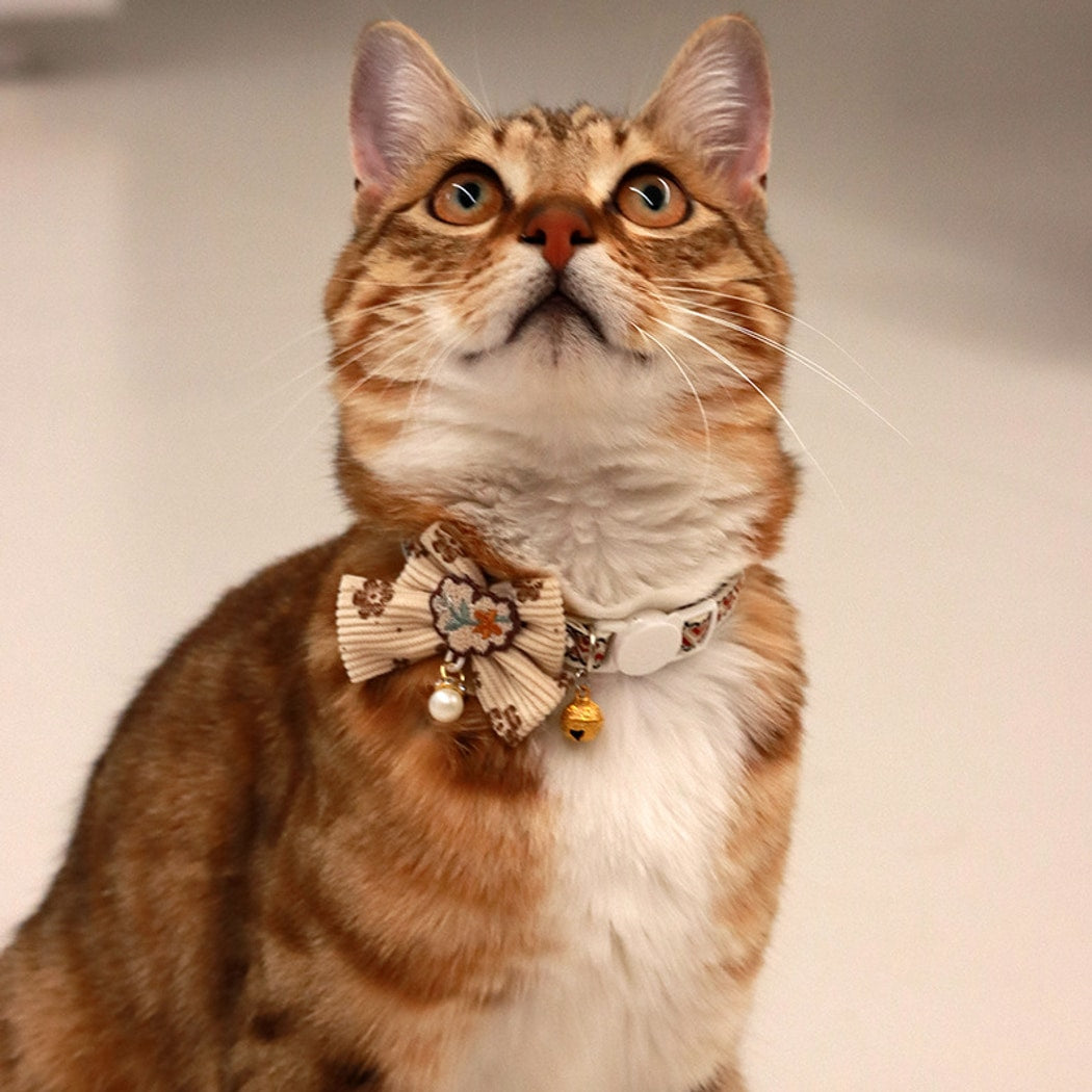 Mokka - Folksy Style Geometric Patterns Bow Cat Collar
