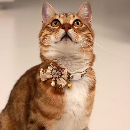 Mokka - Folksy Style Geometric Patterns Bow Cat Collar