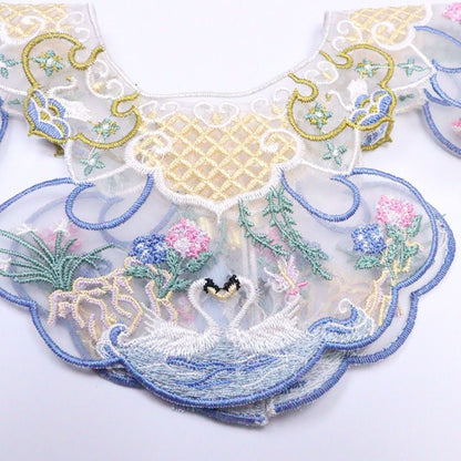 Mokka embroidered blossom collar styled on a mannequin showcasing collar shape