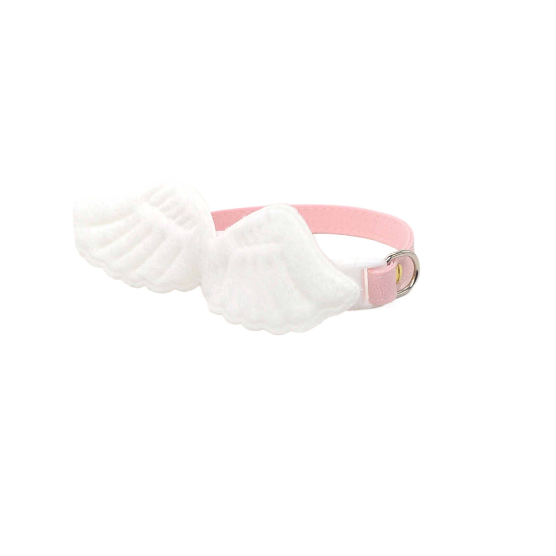 Mokka Angel Wing Cat Collar laid flat with adjustable strap and metal buckle visible