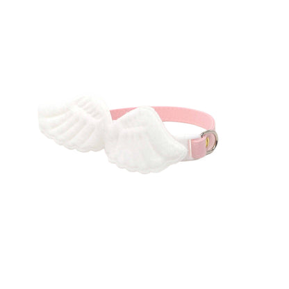 Mokka Angel Wing Cat Collar laid flat with adjustable strap and metal buckle visible