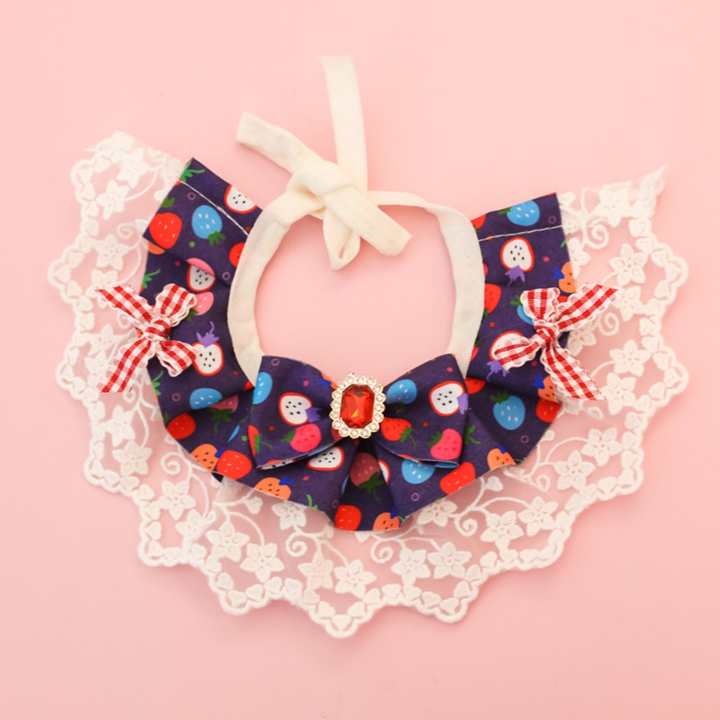Mokka - Cherry Lace Bow Cat Collar Collar