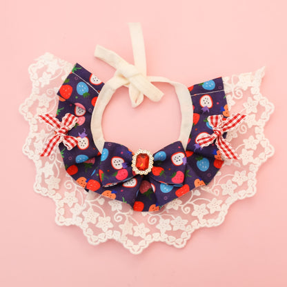 Mokka - Cherry Lace Bow Cat Collar Collar
