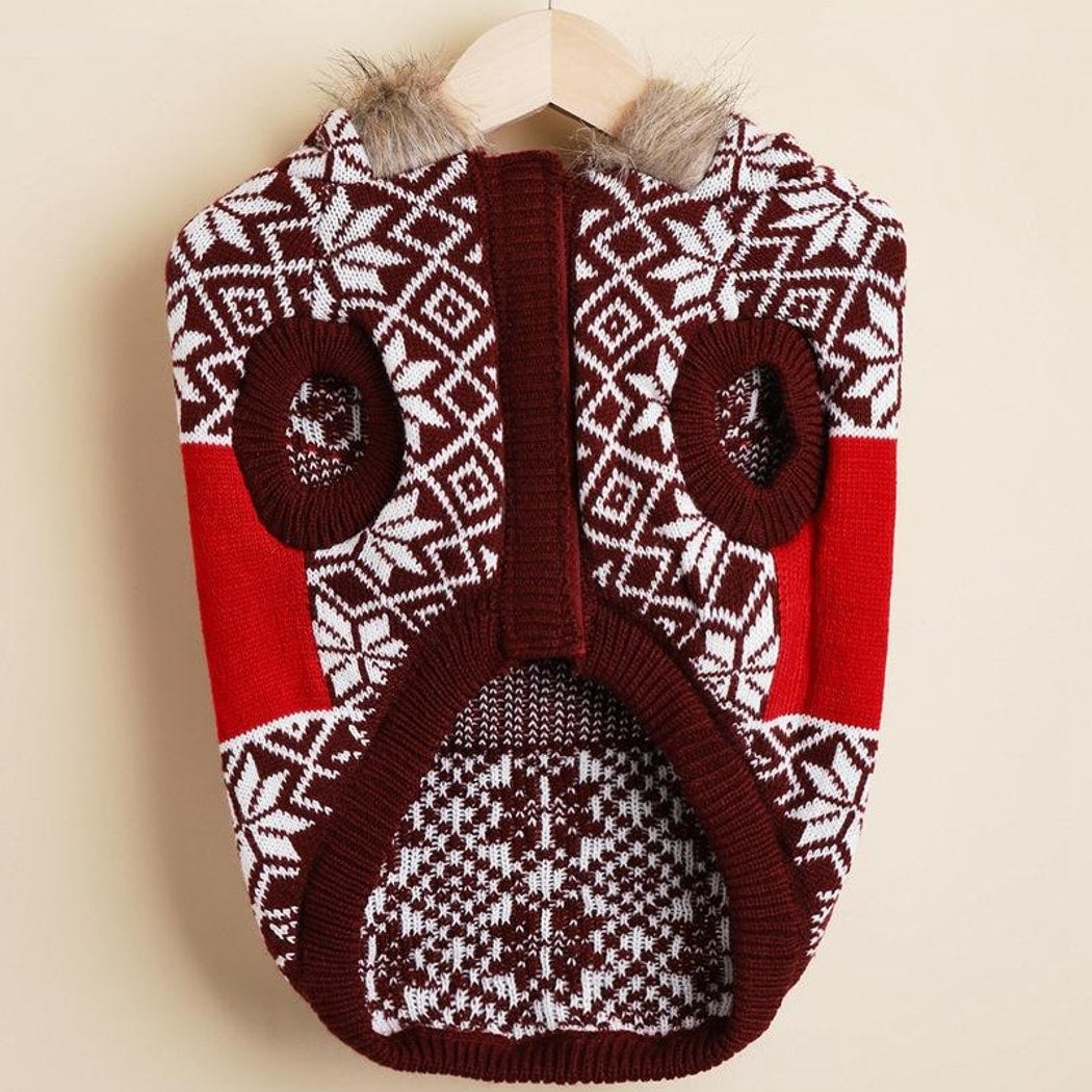 Christmoo - Christmas Snowflake Reindeer Knit Style Dog Sweater
