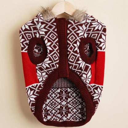 Christmoo - Christmas Snowflake Reindeer Knit Style Dog Sweater