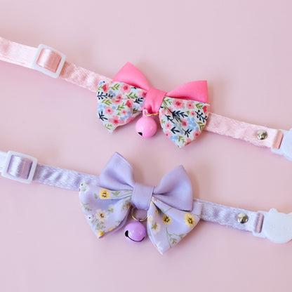 Mokka - Floral Double Bow Cat Collar – Soft, Adjustable, and Adorably Elegant