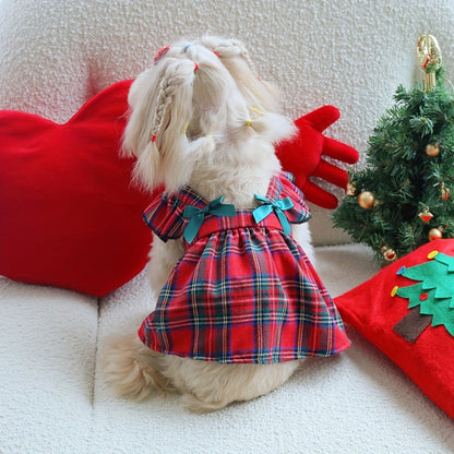 Ozzie - Plaid Bow Casual Dress Style Dog Dress
