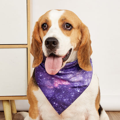 Furbud Galaxy Print Bandana shown with bright star clusters in design