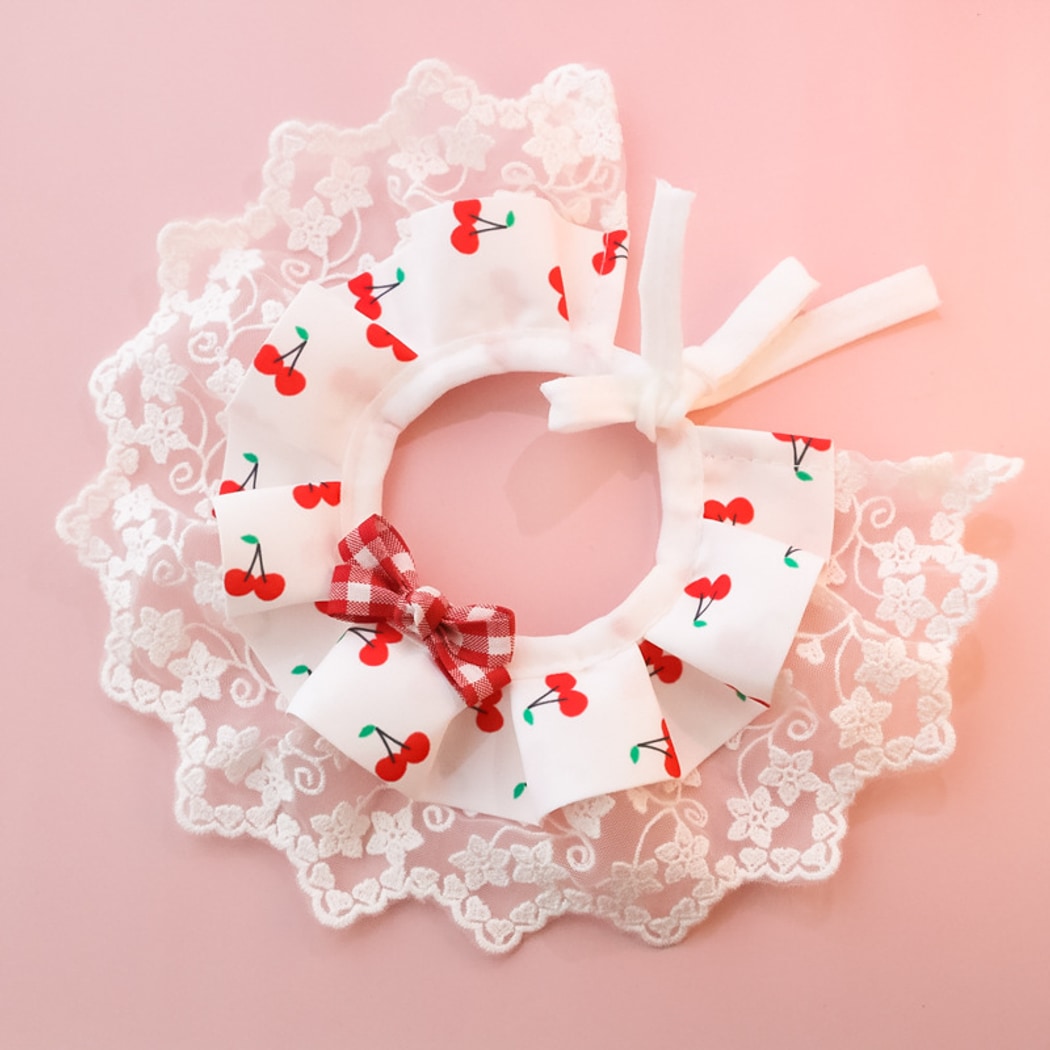 Mokka - Plaid Cherry Polka Dot Cat Collar