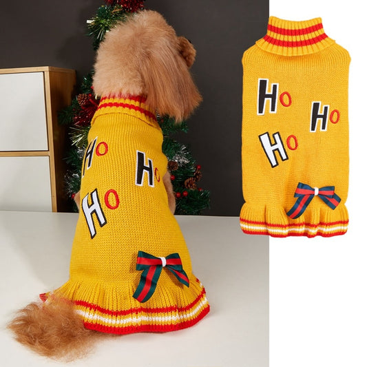 Christmoo - Christmas Bow Turtleneck Pet Sweater Dress