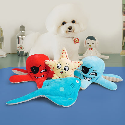 Petkin - Sea Animal Plush Squeaky Dog Toy