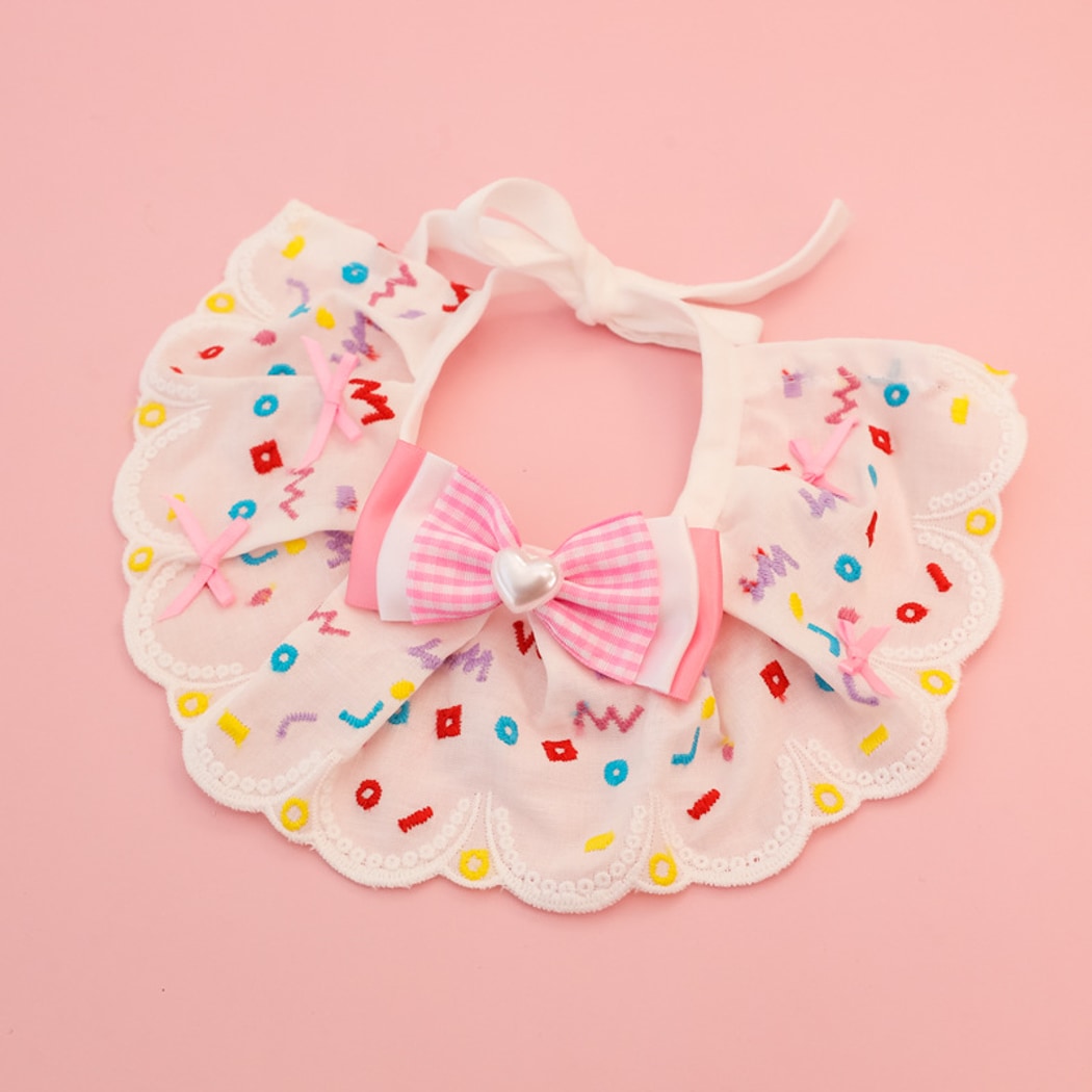 Mokka - Point Pattern Lace Bow Cat Collar