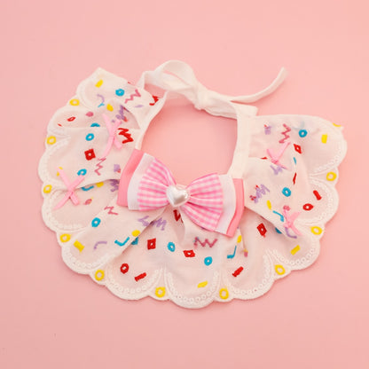 Mokka - Point Pattern Lace Bow Cat Collar