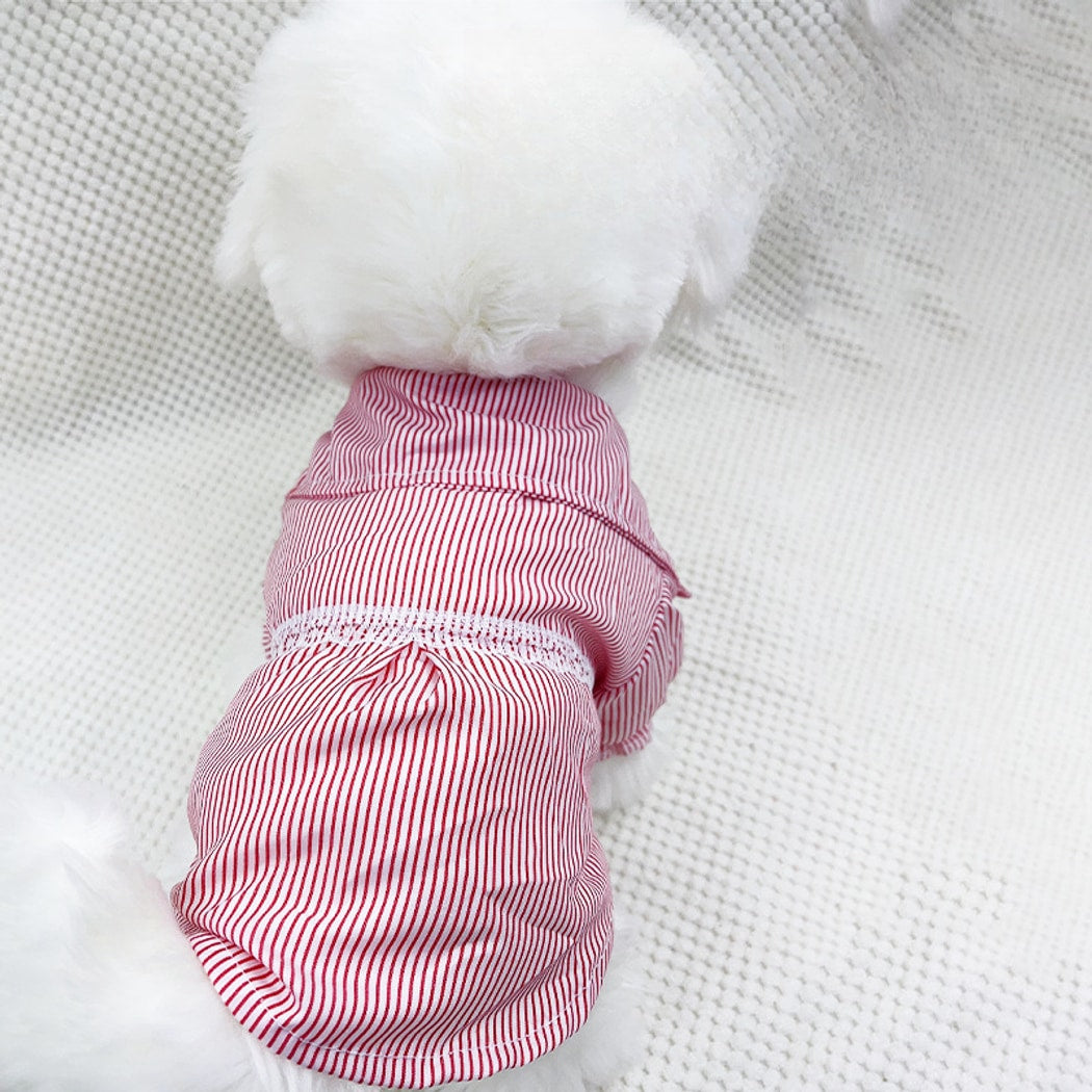 Ozzie - Ruffled Striped Short Sleeve Pet Dog Shirt