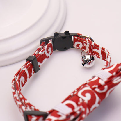 Mokka - Folksy Style Scroll Print Bow Cat Collar