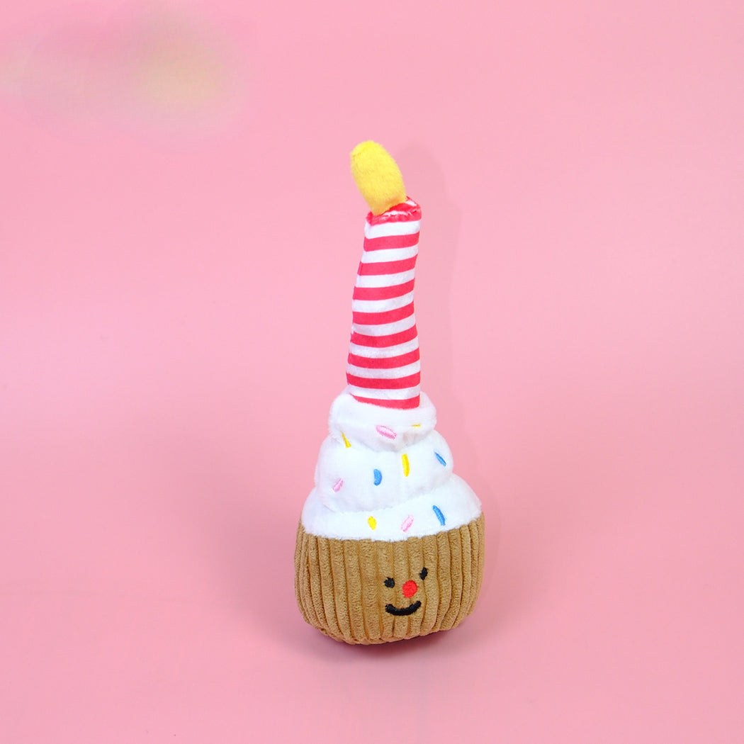 Petkin - Birthday Cupcake and Gift Box Plush Dog Toy