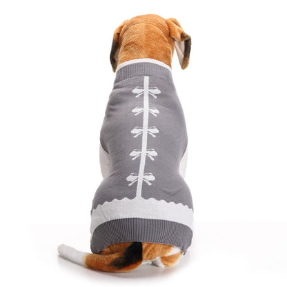 Ozzie - Gray Bow Detail British Style Dog Sweater