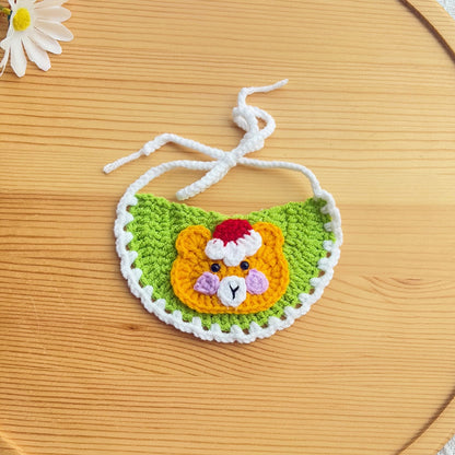 Mokka - Bear Pattern Embroidered Pet Bib