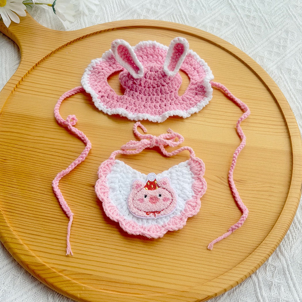 Mokka - Cat Party Bunny Hat and Bib Set