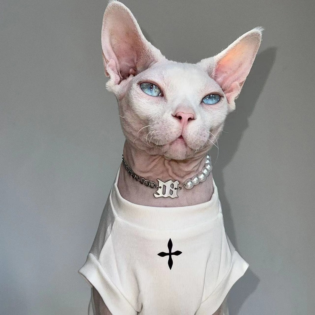 Ozzie - Simple Cross Detail Sleeveless Cat Vest