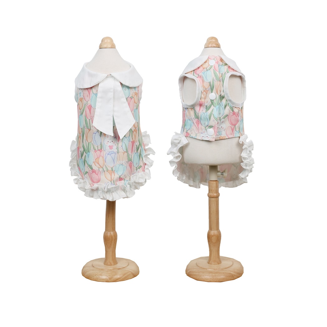 Ozzie - Ruffle Hem Printed Spring Summer Dog Dress