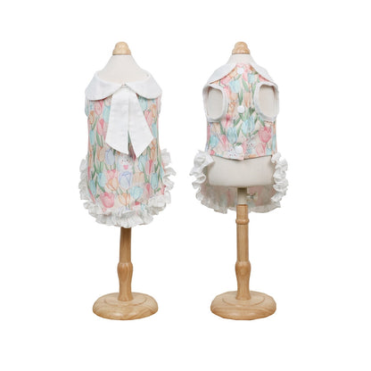 Ozzie - Ruffle Hem Printed Spring Summer Dog Dress