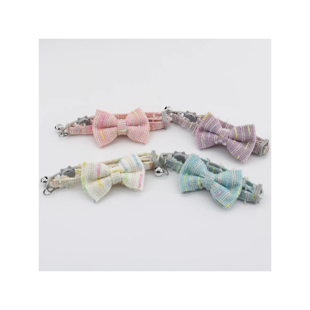 Mokka - Multicolor Tweed Bow Breakaway Cat Collar
